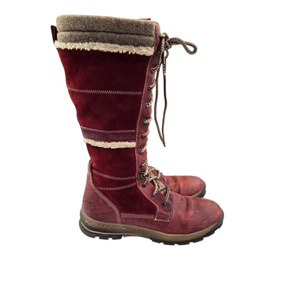 Bos & Co Glider Boot Size 39 Red Maroon Suede Lace Up Shearling EU 39 US 9 - Picture 1 of 10